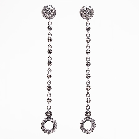Long Cubic Zirconia and Marcasite Earrings - Click Image to Close